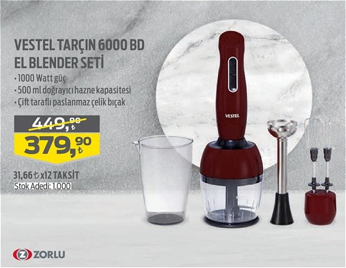 Vestel Tarçın 6000 BD El Blender Seti 1000 W image