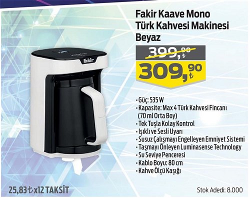 Fakir Kaave Mono Türk Kahvesi Makinesi Beyaz image