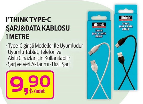 I'Think Type-C Şarj&Data Kablosu 1 metre image