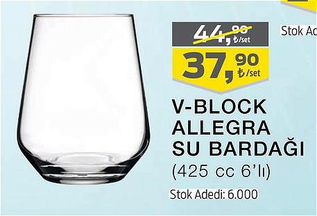 Paşabahçe V-Block Allegra Su Bardağı 425 cc 6'lı image