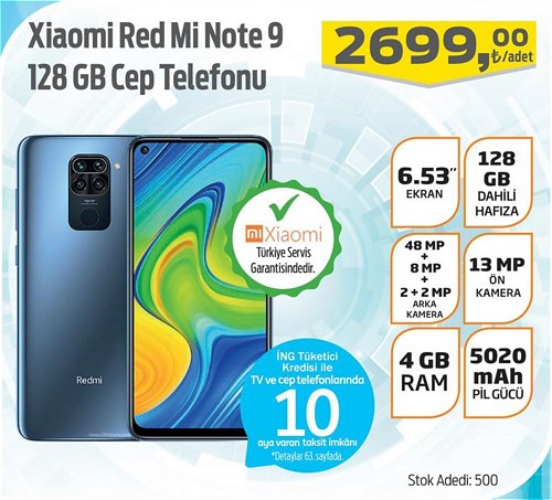 Xiaomi Red Mi Note 9 128 GB Cep Telefonu image