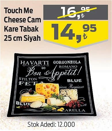 Touch Me Cheese Cam Kare Tabak 25 cm Siyah image