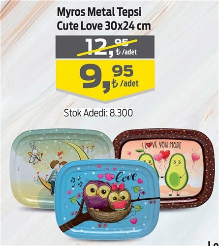 Myros Metal Tepsi Cute Love 30x24 cm image