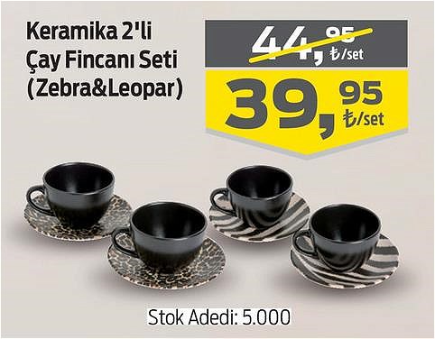 Keramika 2'li Çay Fincanı Seti (Zebra&Leopar)  image
