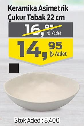 Migros Keramika Asimetrik Çukur 22 cm