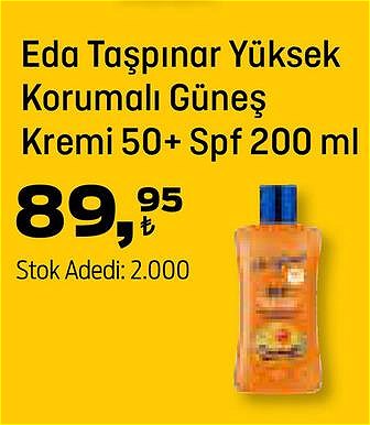 Eda Taşpınar Yüksek Korumalı Güneş Kremi 50+ Spf 200 ml image