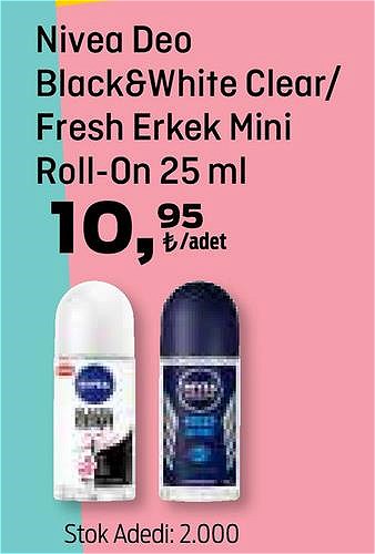 Nivea Deo Black&White Clear/Fresh Erkek Mini Roll-On 25 ml image