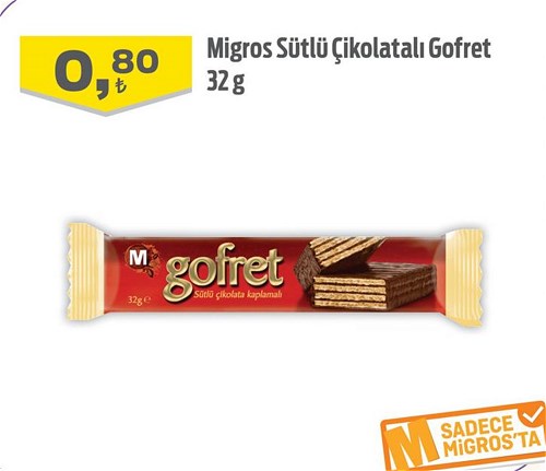 Migros Sütlü Çikolatalı Gofret 32 g image