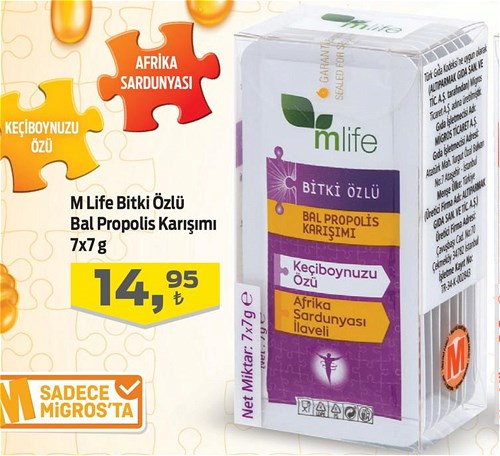 M Life Bitki Özlü Bal Propolis Karışımı 7x7 g image