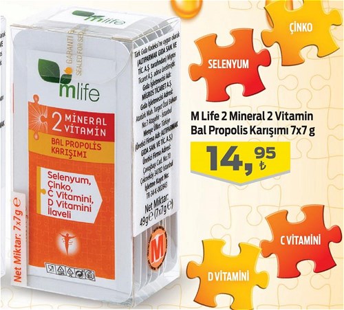 M Life 2 Mineral 2 Vitamin Bal Propolis Karışımı 7x7 g image