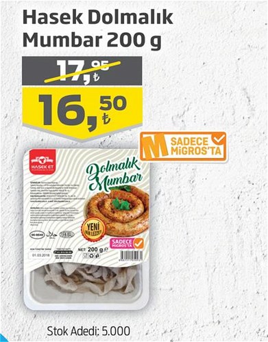 Hasek Dolmalık Mumbar 200 g image