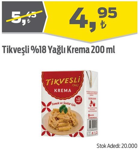 Tikveşli %18 Yağlı Krema 200 ml image