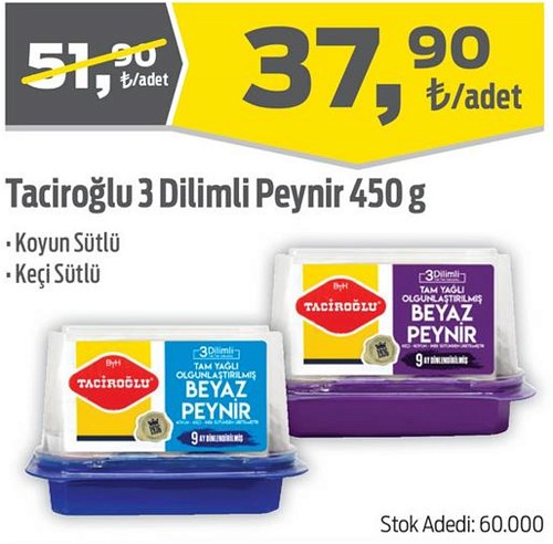 Taciroğlu 3 Dilimli Peynir 450 g image