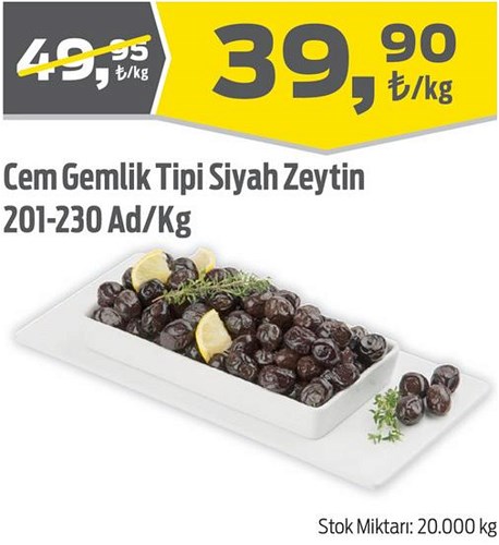 Cem Gemlik Tipi Siyah Zeytin 201-230 Ad/Kg image