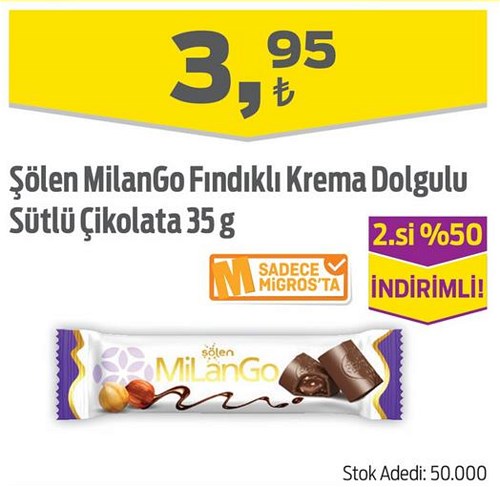 Şölen MilanGo Fındıklı Krema Dolgulu Sütlü Çikolata 35 g image