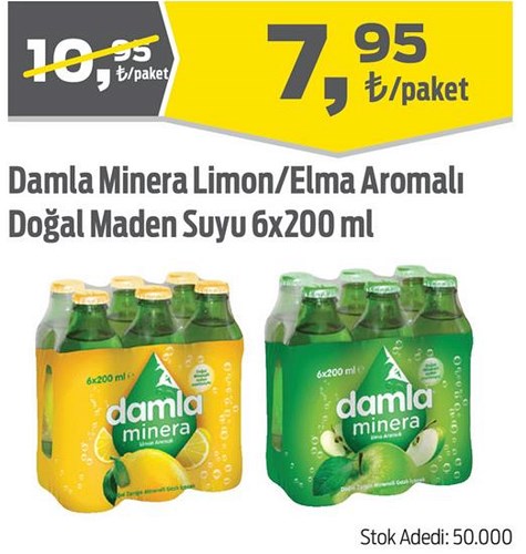 Damla Minera Limon/Elma Aromalı Doğal Maden Suyu 6x200 ml image