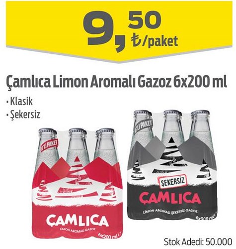 Çamlıca Limon Aromalı Gazoz 6x200 ml image