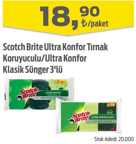 Scotch Brite Ultra Konfor Tırnak Koruyuculu/Ultra Konfor Klasik Sünger 3'lü image