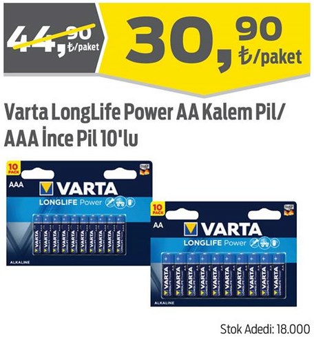 Varta LongLife Power AA Kalem Pil/AAA İnce Pil 10'lu image