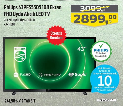 Philips 43PFS5505 108 Ekran FHD Uydu Alıcılı Led Tv image