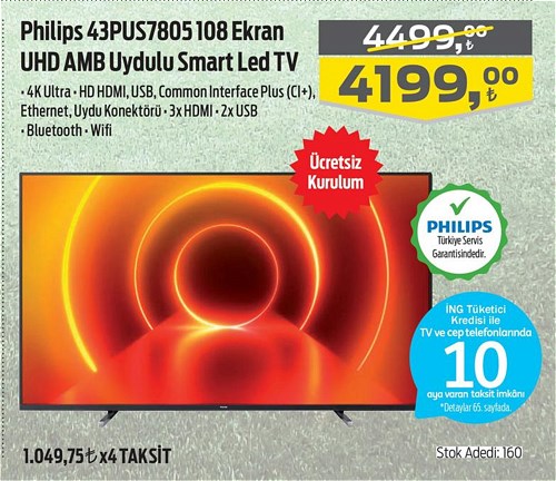 Philips 43PUS7805 108 Ekran UHD Amb Uydulu Smart Led Tv image