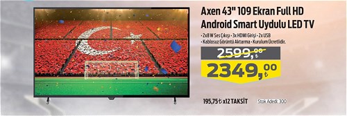 Axen 43" 109 Ekran Full HD Android Smart Uydulu Led Tv image