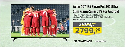 Axen 49" 124 Ekran Full HD Ultra Slim Frame Smart Tv For Android image