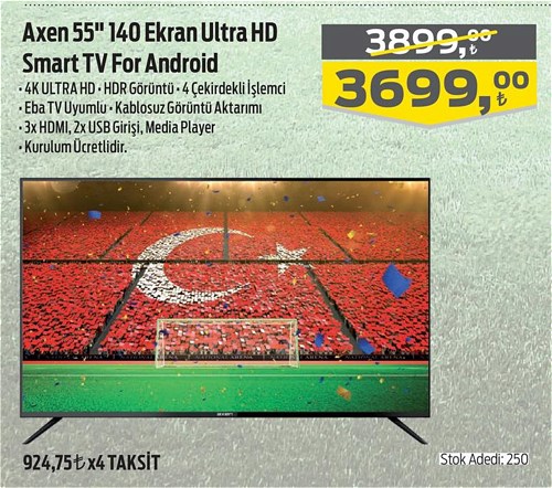 Axen 55" 140 Ekran Ultra HD Smart Tv For Android image