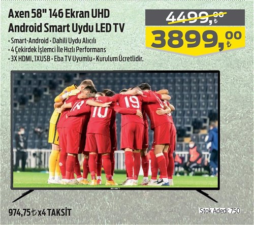 Migros Axen 58" 146 Ekran UHD Android Smart Uydu Led Tv