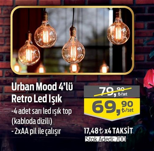 Urban Mood 4'lü Retro Led Işık image