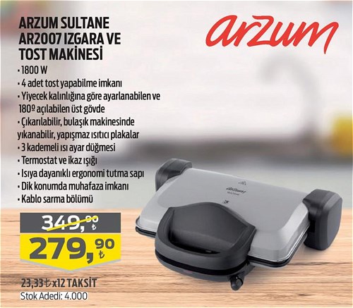 Arzum Sultane AR2007 Izgara ve Tost Makinesi image