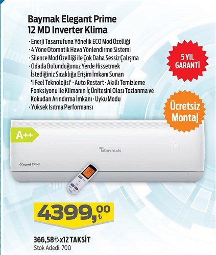 Baymak Elegant Prime 12 MD Inverter Klima image