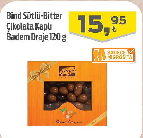 Bind Sütlü-Bitter Çikolata Kaplı Badem Draje 120 g image