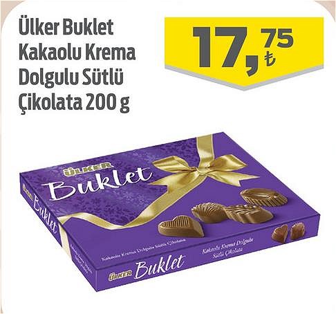 Ülker Buklet Kakao Krema Dolgulu Sütlü Çikolata 200 g image