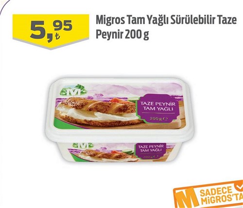 Migros Tam Yağlı Sürülebilir Taze Peynir 200 g image