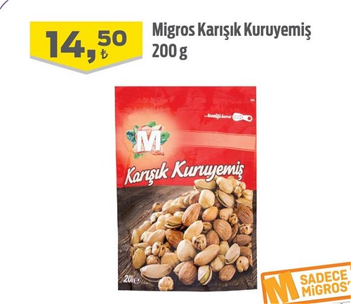 Migros Karisik Kuruyemis 200 G Indirimde Market