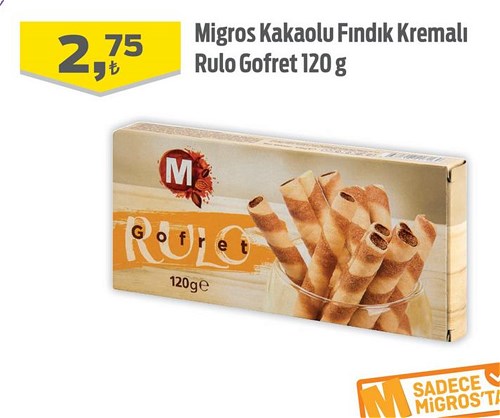 Migros Kakaolu Fındık Kremalı Rulo Gofret 120 g image