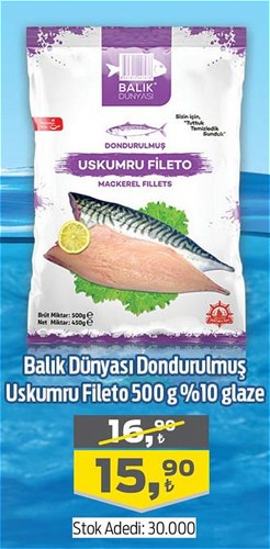 Balık Dünyası Dondurulmuş Uskumru Fileto 500 g %10 Glaze image