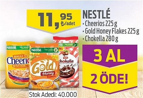 Nestle Cheerios 225 g/Gold Honey Flakes 225 g/Chokella 280 g image