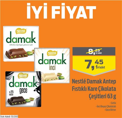 Nestle Damak Antep Fıstıklı Kare Çikolata Çeşitleri 63 g image