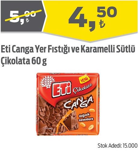 Eti Canga Yer Fıstığı ve Karamelli Sütlü Çikolata 60 g image