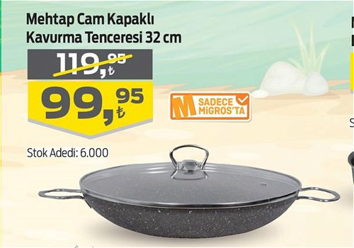 Mehtap Cam Kapaklı Kavurma Tenceresi 32 cm image