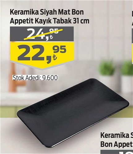 Keramika Siyah Mat Bon Appetit Kayık Tabak 31 cm image