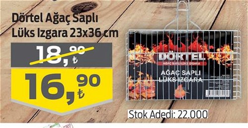 Dörtel Ağaç Saplı Lüks Izgara 23x36 cm image