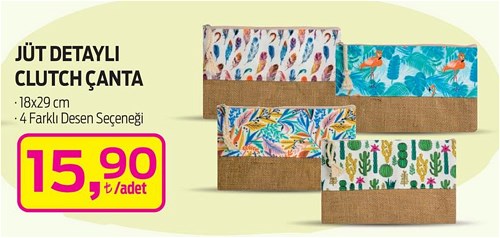 Jüt Detaylı Clutch Çanta image