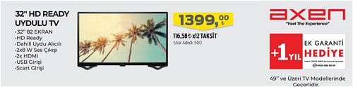 Axen 32" HD Ready Uydulu Tv image