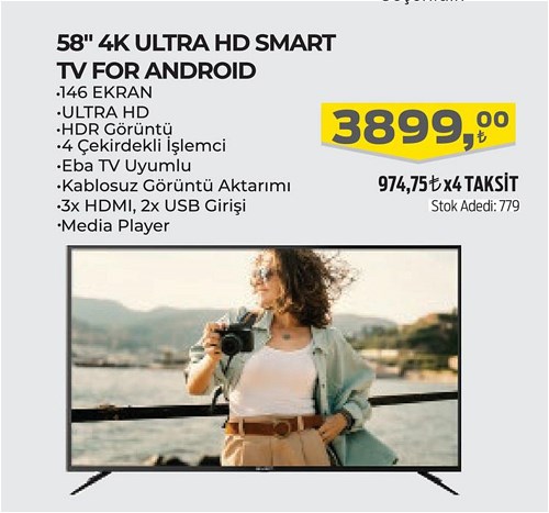 Axen 58" 4K Ultra HD Smart Tv For Android image