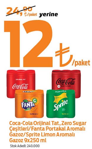 Coca-Cola Orijinal Tat, Zero Sugar Çeşitleri/Fanta Portakal Aromalı Gazoz/Sprite image