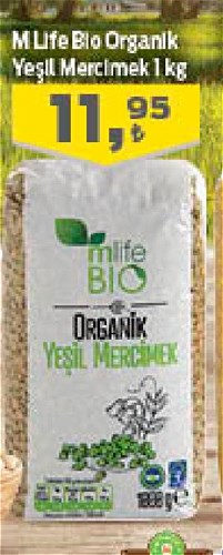 M Life Bio Organik Yeşil Mercimek 1 kg image