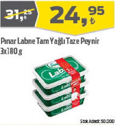 Pınar Labne Tam Yağlı Taze Peynir 3x180 g image